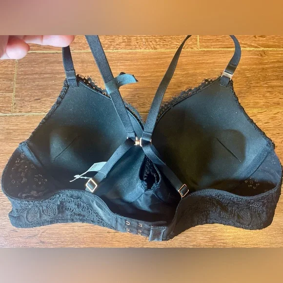 🆕 AERIE Plunge Black Lace Bra, 36B - Picture 2 of 7